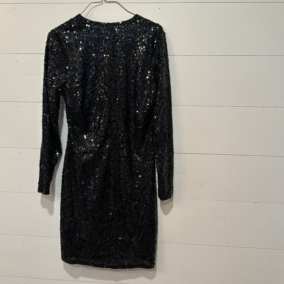 Express Sequin Long Sleeve V-Neck Shift Dress Size Large Sold Out - Picture 4 of 5